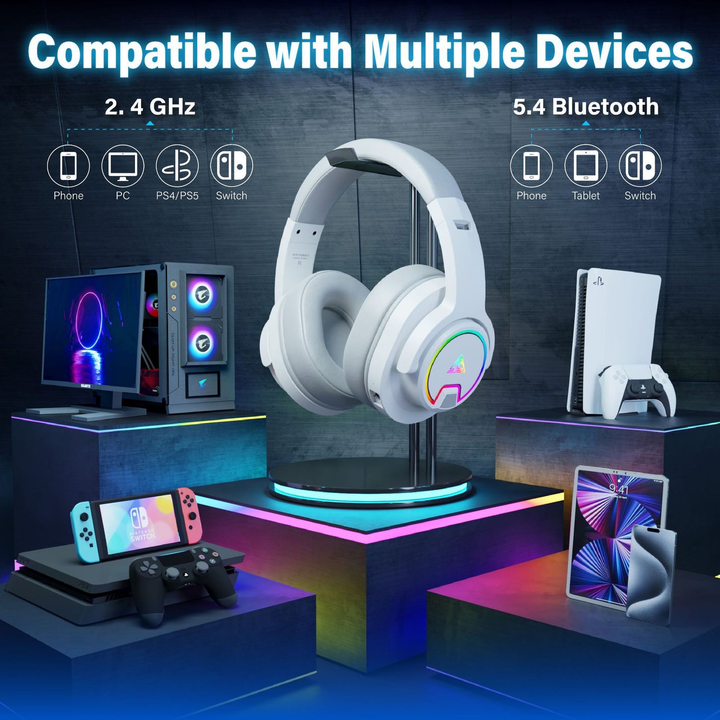 Low-latency Head-mounted Luminous Gaming Headset For E-sports